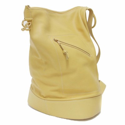LOEWE Bag Yellow Anton Backpack Pouch Logo Leather Made In Spain