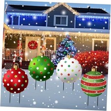 Pcs Metal Yard Signs Glitter Xmas Yard Sign Stake 21.3 4 Christmas Balls
