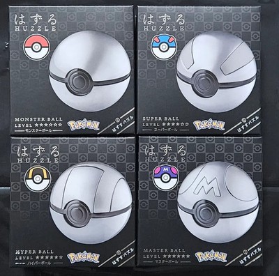 Complete set of 4 Huzzle HANAYAMA Pokemon Monster Super Hyper Master Ball Puzzle