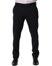 Dolce & Gabbana Black Wool Tapered Leg Dress Trouser Men's Pants