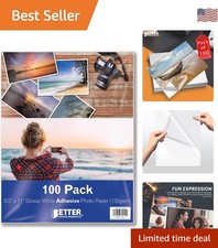 100 Sheets Self-Adhesive Glossy Photo Paper - 8.5 x 11 Inch - Crafts  Printing