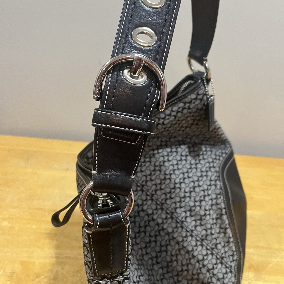 Coach Soho Hobo Shoulder Bag F10923 Black Canvas Leather
