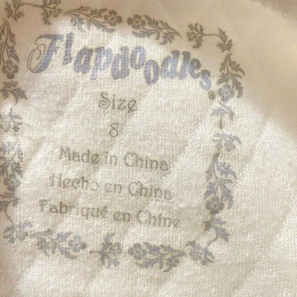 Flapdoodles 女孩小号白色绗缝亮片心形透明衬衫 Cottagecore — 第 4/4 张图片