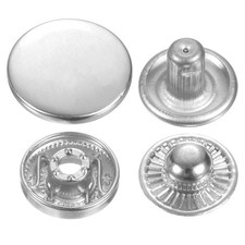 60Set Press-Stud Cap Button 17mm Metal Snap Fastener for Leathers, Silver