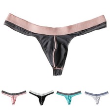 Classic Style Ice Silk Thong Men Underwear Color Matching Comfortable Fit