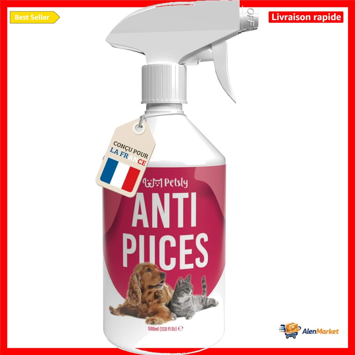 Spray anti puces Petsly formule non tachante longue durée