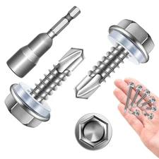 Self Tapping Screws for Metal 100 Pcs #10 X 3/4" Sheet Metal Screws, 410 Stainle