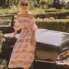 Zimmermann Bayou Dress Size 2 / 12 AU / 8 US Washed Linen Off Shoulder BNWT