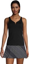 NWT Lands' End Women's V-Neck Sweetheart Tankini Swim Top 8 Black 90 Z158