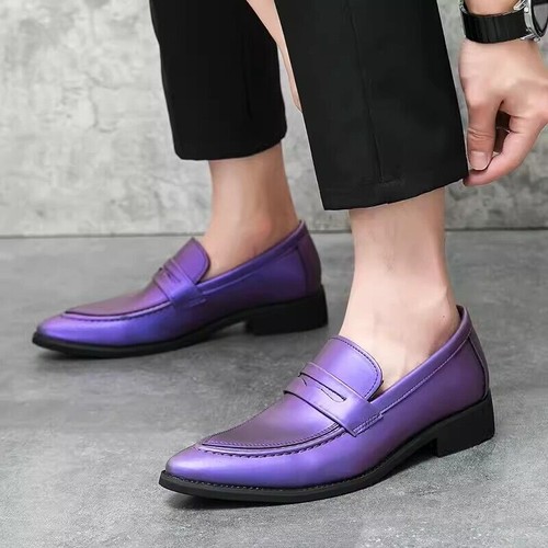 Herren Elegant Leder Formell Schuhe Slipper Junge Halbschuhe Flach Spitz zulaufend Übergröße - Bild 8 von 18