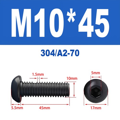 Schwarze Innensechskant Linsenkopfschrauben A2 V2A Edelstahl ISO 7380 M2 - M10 - Bild 113 von 121