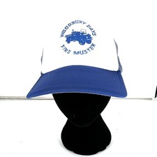 Vintage USA MADE Fire Muster Puffy Trucker Hat Snapback Dad Cap Blue