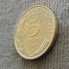 Coins, One Coin Over 5 Centimes, 1981 Year. France!!!