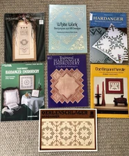 Lot of 7 Hardanger Embroidery Pattern Books Bishop Timmers Houck Priscilla White