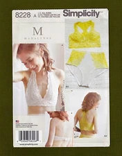 Soft Cup Bras & Panties Sewing Pattern~2 Styles (Sizes 32A-42DD) Simplicity 8228