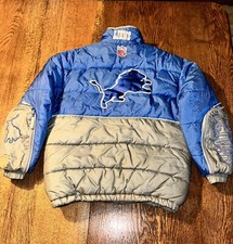Vtg Detroit Lions Reebok Puffer Coat Jacket K...