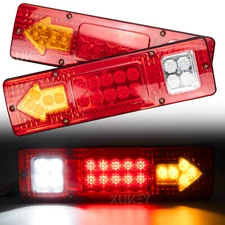 12V Universal LED Tail Light Kit Brake Light Reserve Marker Lamps Trailer Truck