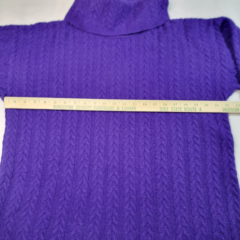 Suéter De Colección Jeanne Pierre Para Mujer Medio Púrpura Capucha Cuello Cable Tejido Lana de Cordero  Foto 3 de 4
