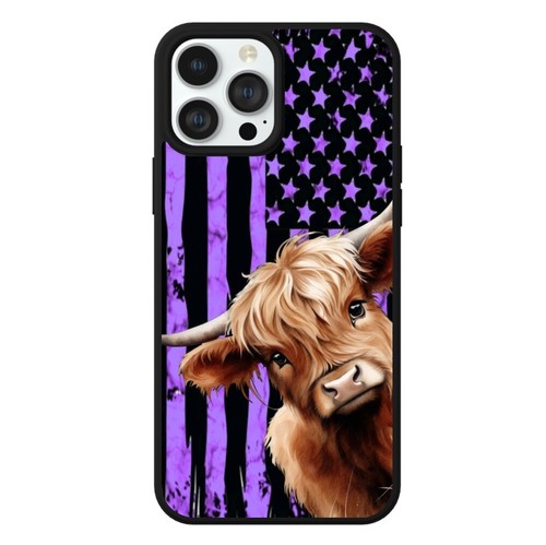Cute Highland Cow Purple Flag Phone Case Durable Shockproof Protective - Picture 5 of 9