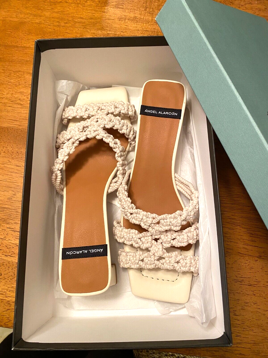 Angel Alarcon Shoes - Woven White Ivory Strap 1 3/4