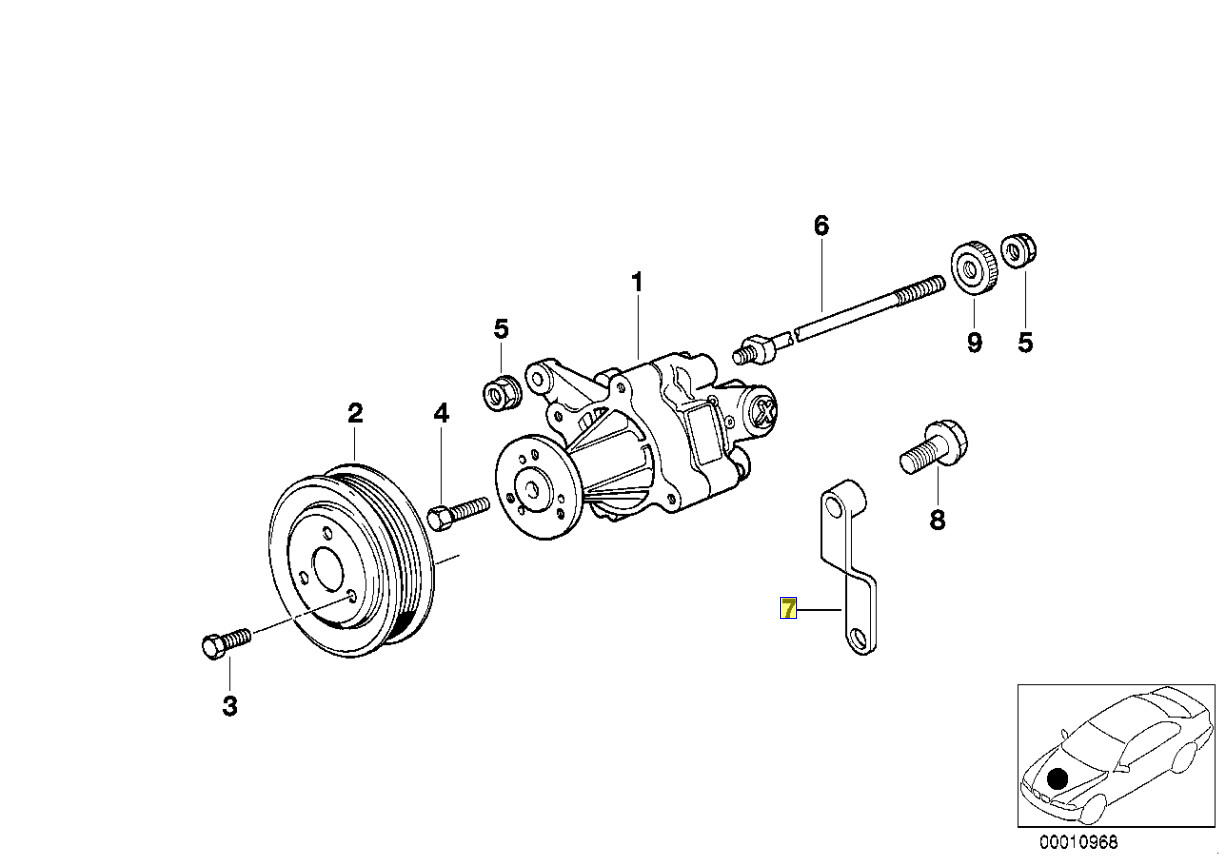 BMW M60 M62 V8 Engine Power Steering Bracket 1742233 32421742233 