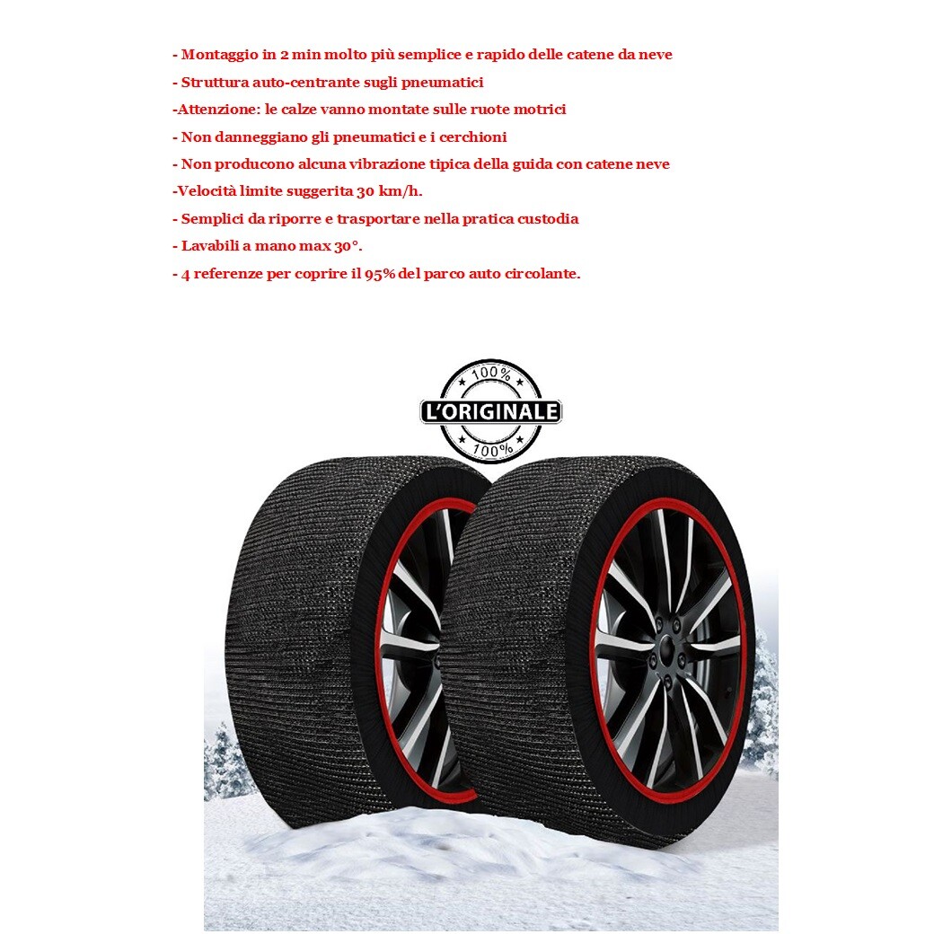 Calze da Neve Omologate 175/75 R15 Misura L - Design e Grip Superiore - 2