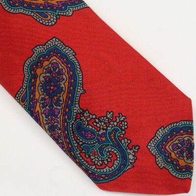 Robert Talbott Bold Red Paisley Italian Print Made USA Necktie 57''x3'' Power