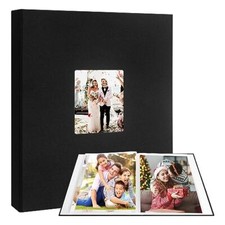 11x14 Photo Album Holds 64 Photos, Linen Cover Art Portfolio 11x14, Black