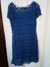 Lauren Ralph Lauren Doily Crochet Dress Large Cobalt Blue Beach Coastal
