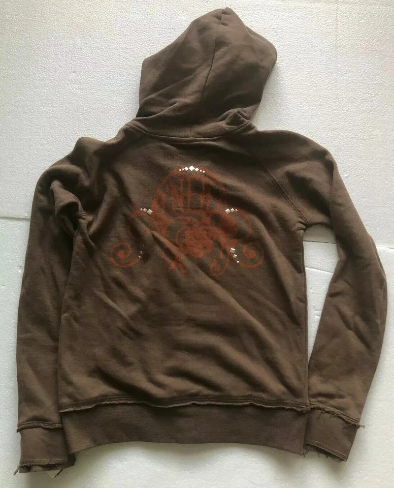 全新 O'Neill 女孩/孩子 硬摇滚 连帽拉链运动衫 可可(瑕疵)- XL (14) — 第 3/4 张图片