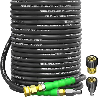 #ad POHIR 100FT 3 8quot; Pressure Washer Wire Hose 4200PSI Flexible Power Extension Hose $69.89