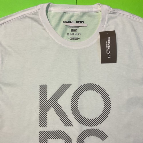 MICHAEL KORS Men’s Short Sleeve T-Shirt Size MEDIUM White w/Black - Picture 6 of 12