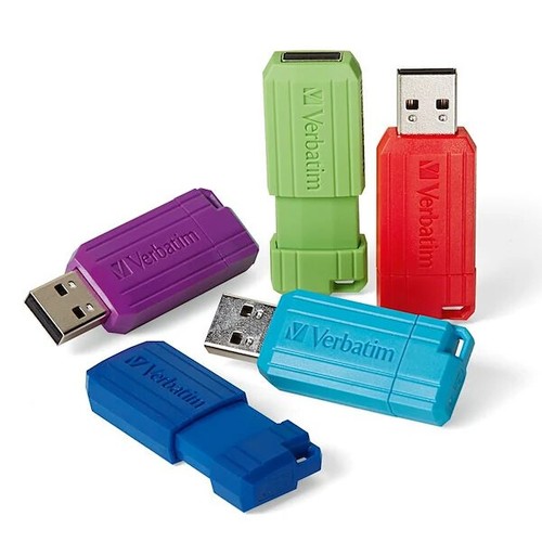 Verbatim 32GB USB, , Pinstripe Retractable, 5 x Green, Blue, Red, Purple, Cyan - 第 1/12 張圖片