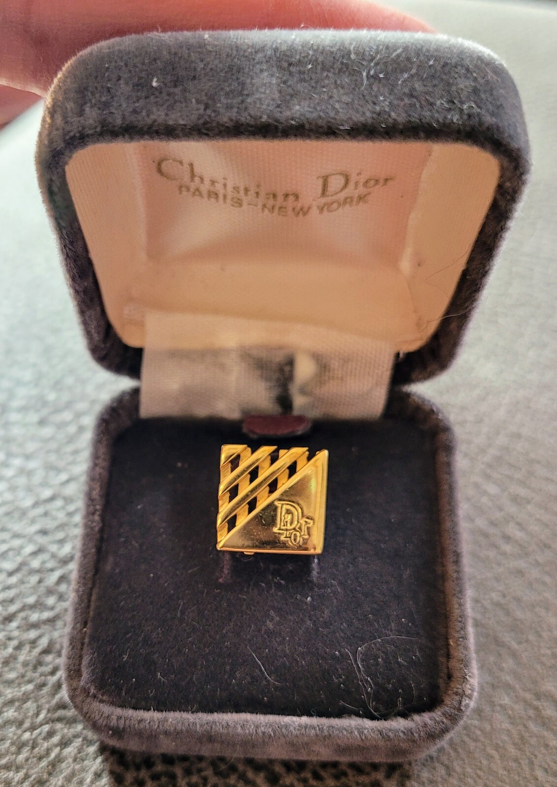 AUTH CHRISTIAN DIOR VINTAGE DIOR LOGO TIE PIN PREOWNE… Gem
