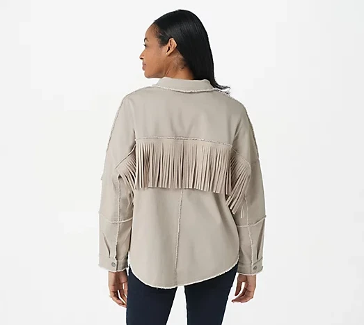 Haute Hippie Tribe Faux Suede Fringe Shacket Shirt Jacket White Size XXS A394226 - Image 2 of 4