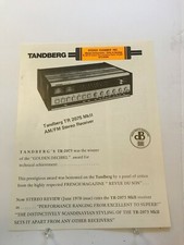 ORIGINAL TANDBERG TR 2075 MkII AM/FM STEREO RECEIVER BROCHURE D805