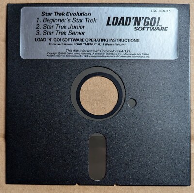 Star Trek Evolution 3 Game Disk Commodore 64/128 1985 5 1/4'' floppy Load'N'Go