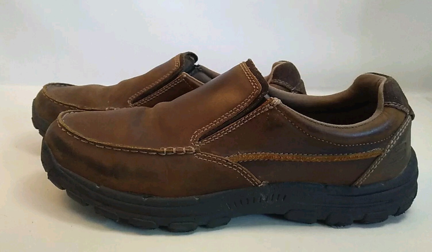 Skechers Relaxed Fit Gel Infused Memory Foam Leather Brown 64502