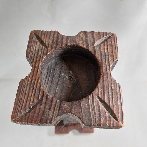 Brutalist Candle Holder Primative Wooden Wood Vintage Candlestick 42cm Pillar - Picture 7 of 12