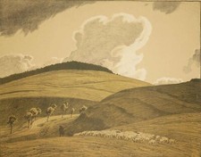 HANS RICHARD VON VOLKMANN - "Wolken übern Berg" - Lithographie um 1910