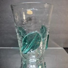 Blenko Green C366SL Crackle Glass Leaf Vase