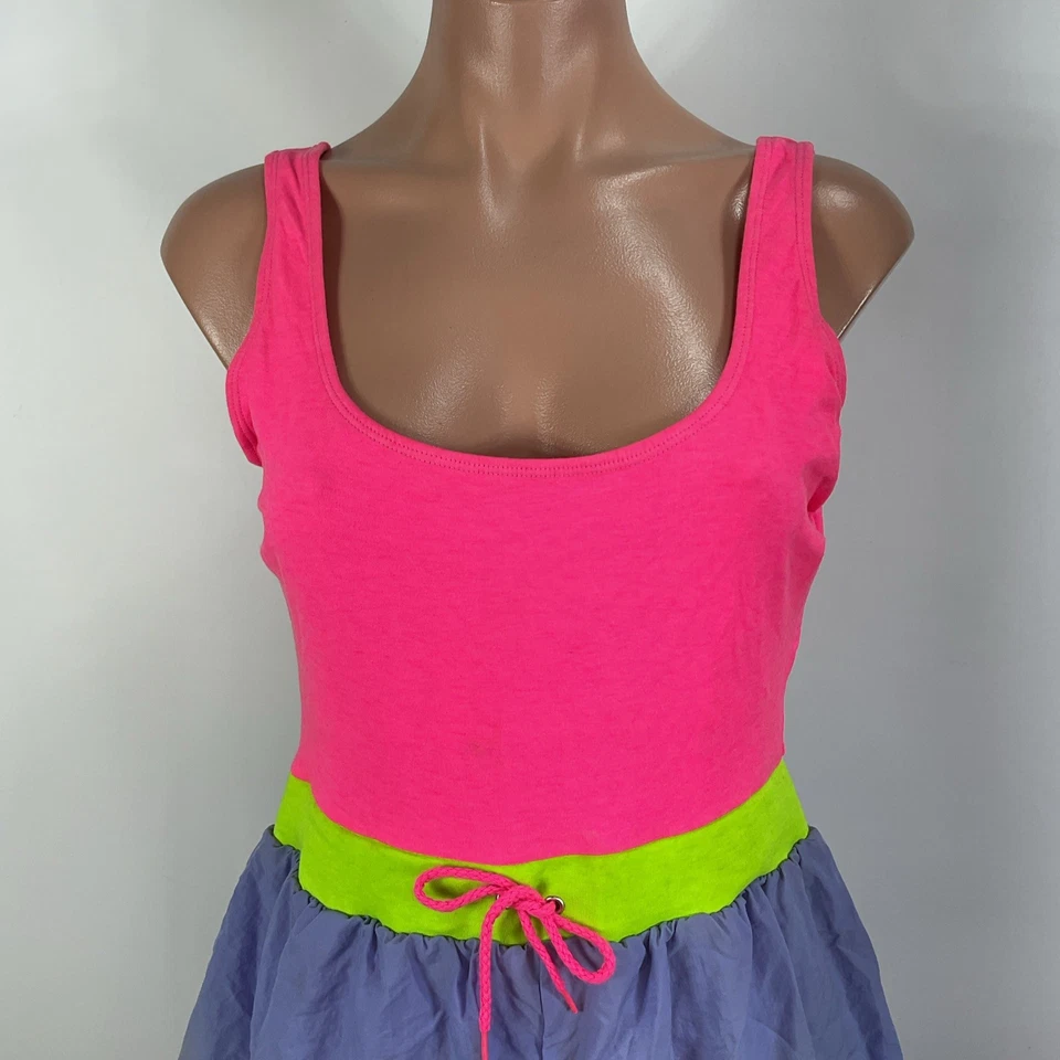 Gitano Vintage Neon Geometric Beach Swimsuit Shorts Romper Spandex 11/12 NEW - Image 4 of 4