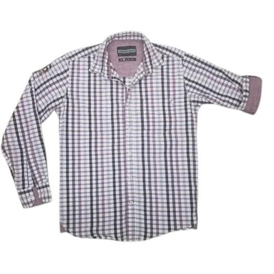 Rockstar Jeans Plaid Checks Shirt Snap Button Contrast Roll tab Rare Unique XS S