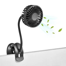 Clip On USB Mini Desk Fan with Emergency Power Bank, Battery Operated Recharg...