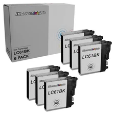 Compatible Ink Cartridge Replacement for Brother LC61BK (Black, 6-Pack)