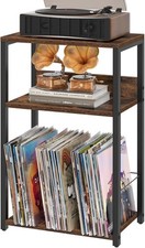 Record Player Stand, 3-Tier End Side Table with Vinyl Record Storage, Vinyl R...