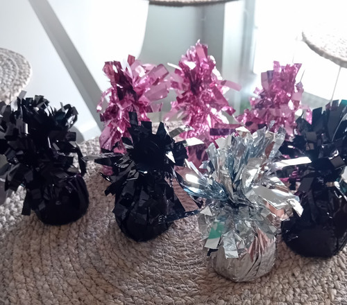 Bundle of 8 Decorative Balloon Weights Pink, Black & Silver – Party / Birthday /