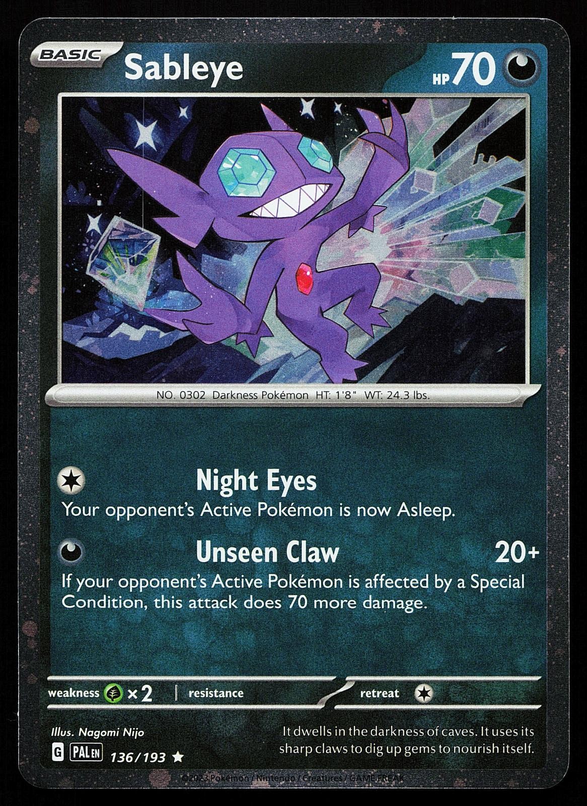Sableye 136/193 Rare Cosmos Holo Promo Pokemon Card