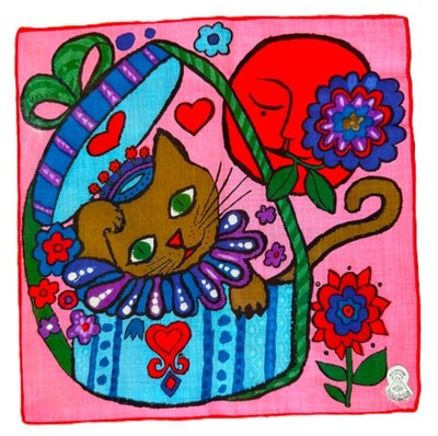 MWT Vtg. DESCO Swiss Hanky MOD KITTY & ANTHRO MOON