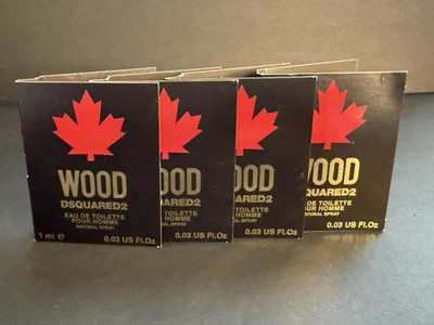 Lot of 4 DSQUARED2 Wood Pour Homme Men's EDT Cologne Spray Samples 1ml / 0.03oz